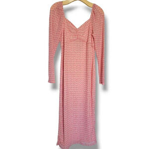 House of Aama for Target women's pink polka-dot sweetheart mesh lined midi dress